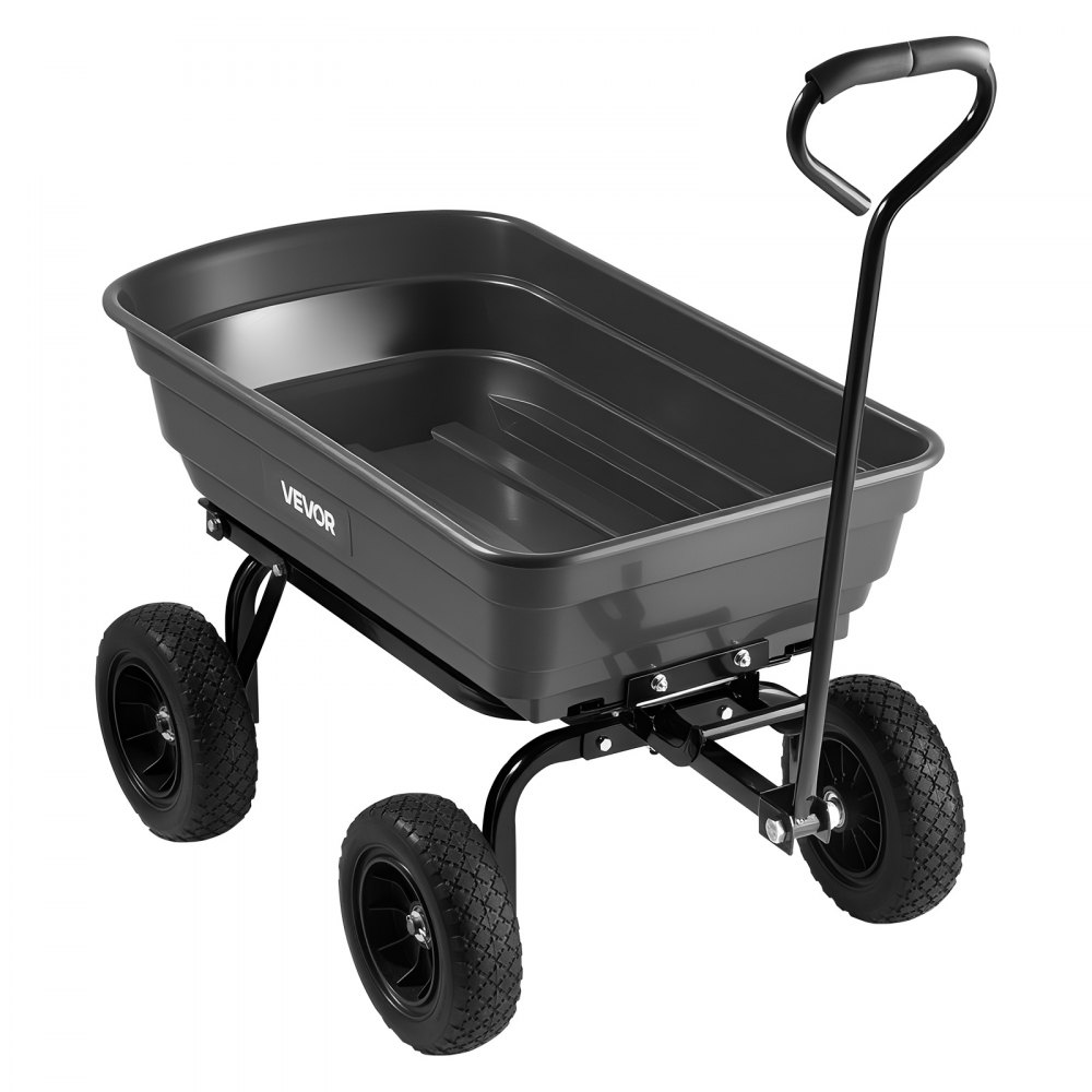Gartenwagen mit Kippfunktion, 272 kg schwerer Bollerwagen, 270° drehbarer Transportwagen für die Gartenarbeit aus Kunststoff und Stahl mit 10 Zoll Kunststoffreifen, Kippwagen für Rasen, Kies und Schlamm Gartenwagen mit Kippfunktion, 272 kg schwerer Bollerwagen, 270° drehbarer Transportwagen für die Gartenarbeit aus Kunststoff und Stahl mit 10 Zoll Kunststoffreifen, Kippwagen für Rasen, Kies und Schlamm