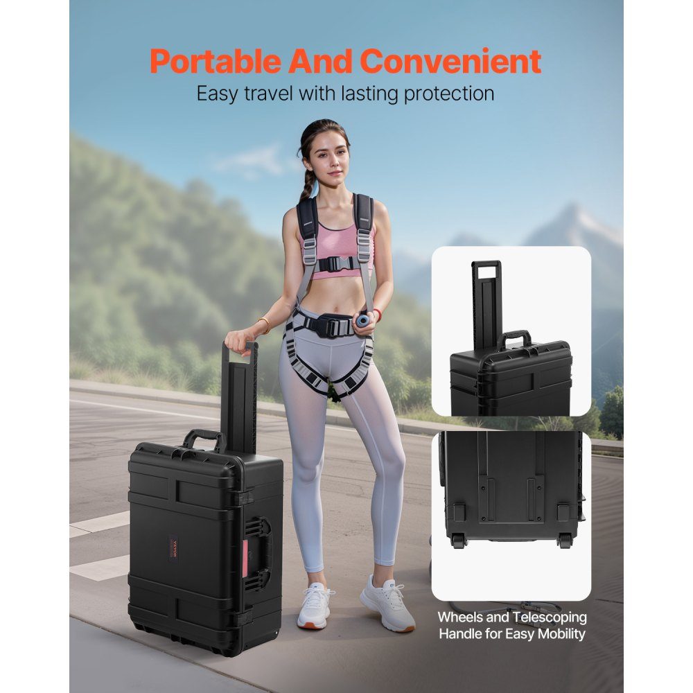 Valise à coque rigide de 3,5 pieds cubes, valise trolley à coque rigide avec roulettes et poignée de traction rétractable, IP67-Schutzkoffer étanche avec 4 clips, 4 trous de cadenas et insert en mousse