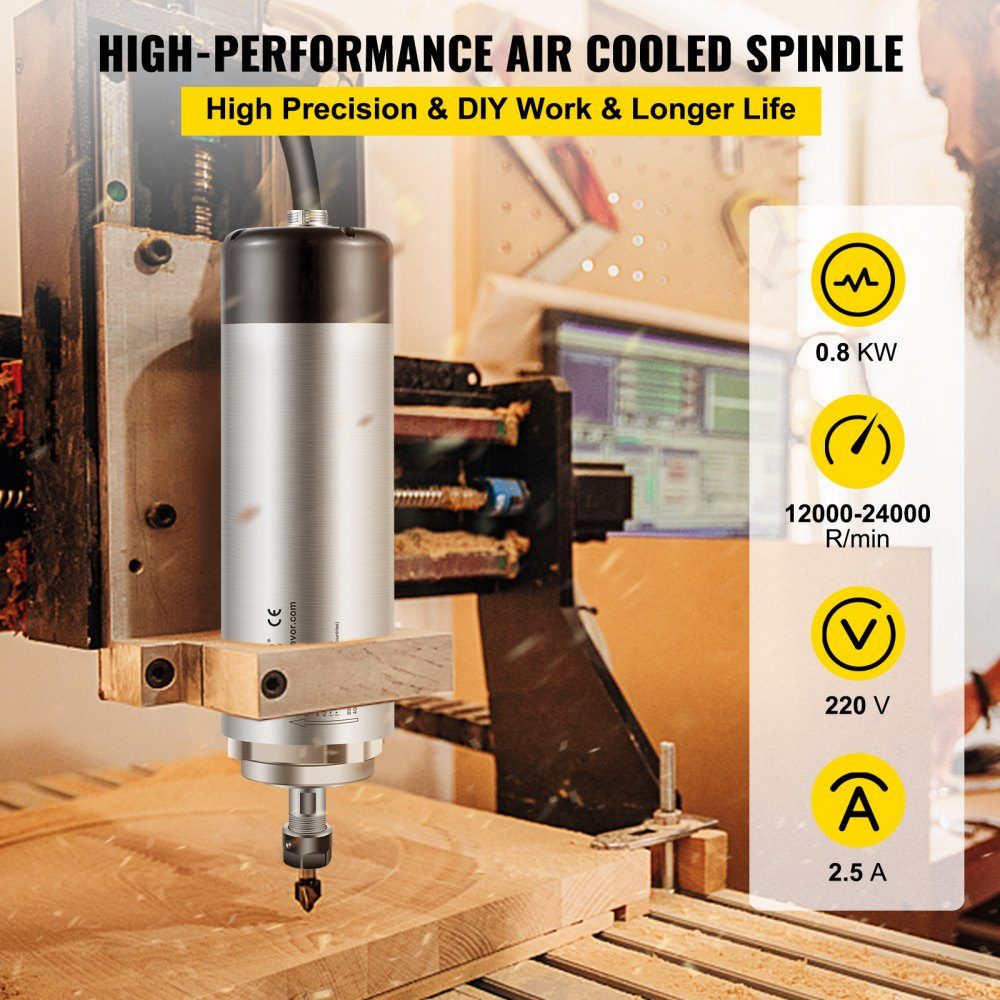 Luftgekühlter Hochgeschwindigkeits-Spindelmotor 0,8 kW Gravurfräsen