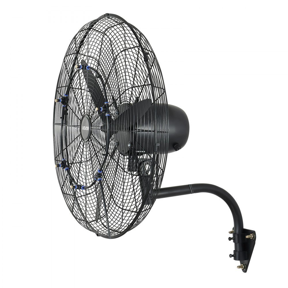110W Industrial Wall Fan 67cm 7m/s Oscillating Wall Fan with 3 Mist Levels and Adjustable Tilt Angle Commercial Industrial Fan for Workshop Garage Warehouse Gym Black