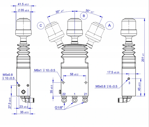 Tilt controller air control set joystick for tilting