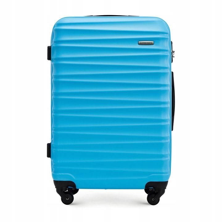 Großer Premium-Koffer Reisekoffer ABS-Kunststoff 96l mit blauen Rippen