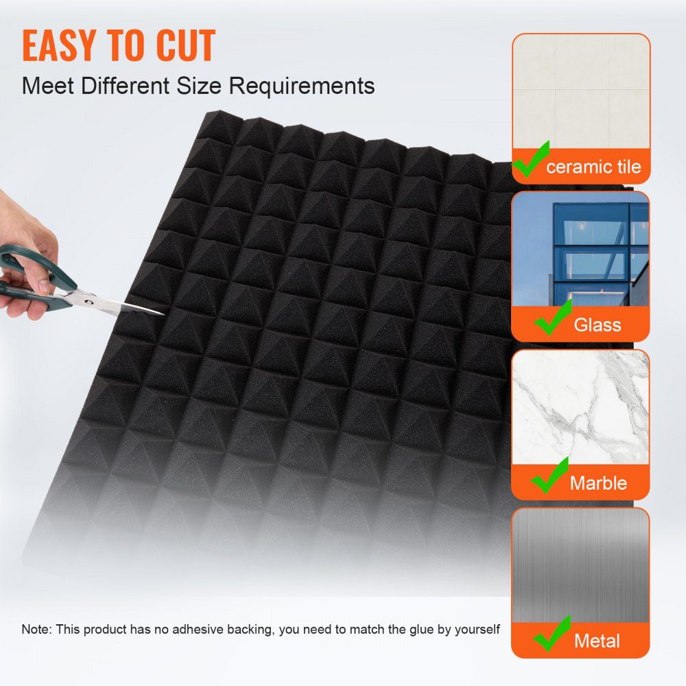 Acoustic Foam Acoustic Panels Set of 4 1200x600x50mm Soundproof Pyramid Shaped Wall Panels Acoustic Panels Acoustic Foam Mats for Studio Walls and Ceilings Black