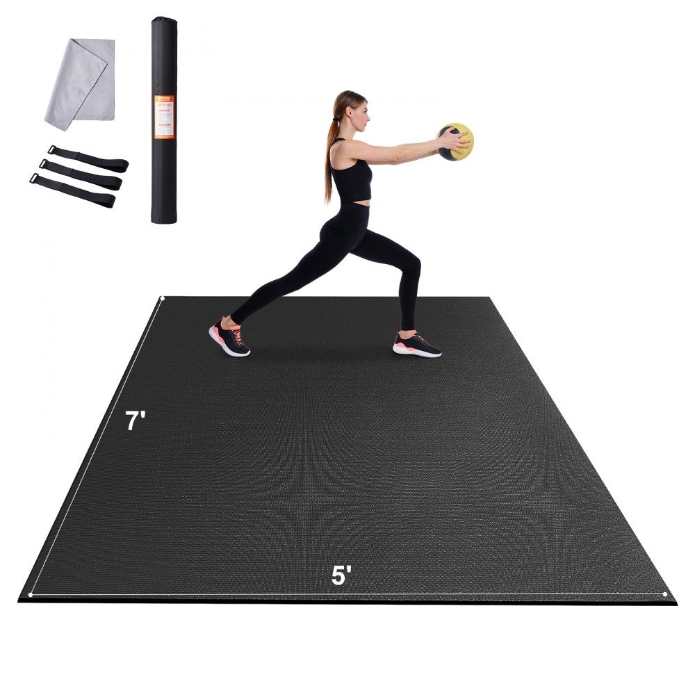 Trainingsmatte, rutschfeste Premium-Yogamatte mit hoher Dichte, Übungs-Yogamatte für Männer und Frauen, Fitness- und Trainingsmatte mit Tasche und Gurt, für alle Arten von Heim-Yoga, Pilates und Bodentraining (7 x 5 Fuß)
