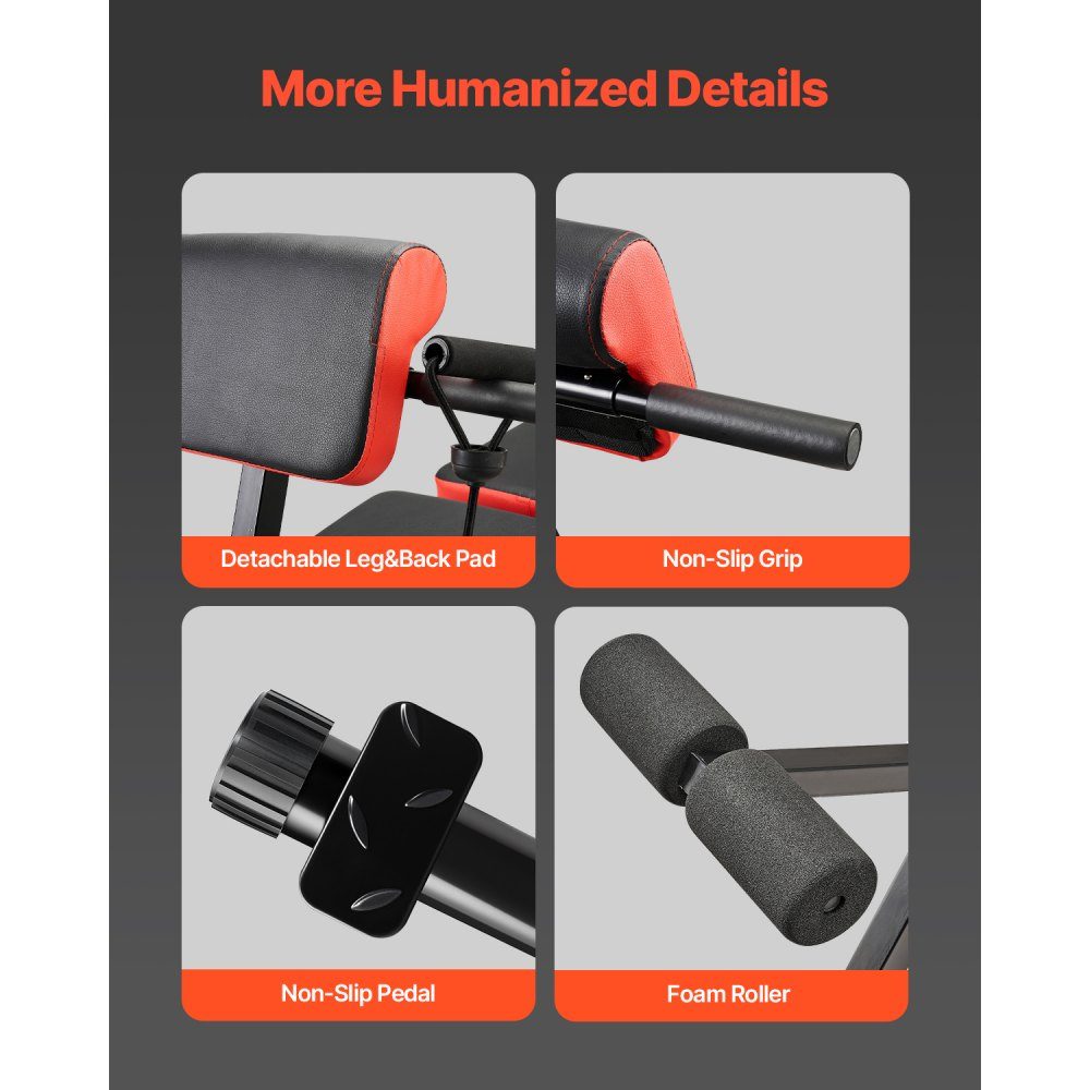 Multifunctional Full Body Training Weight Bench Hyperextension Bench Roman Chair 350kg Adjustable Foldable Back Trainer Sit-Up Training Equipment for Home Gym Black