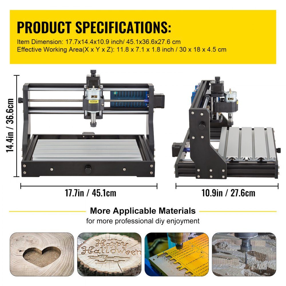 CNC 3018 DIY Engraving Machine Pro 300x180x45mm Engraving Machine 3-Axis Mini Engraver with GRBL Control Board and Offline Controller