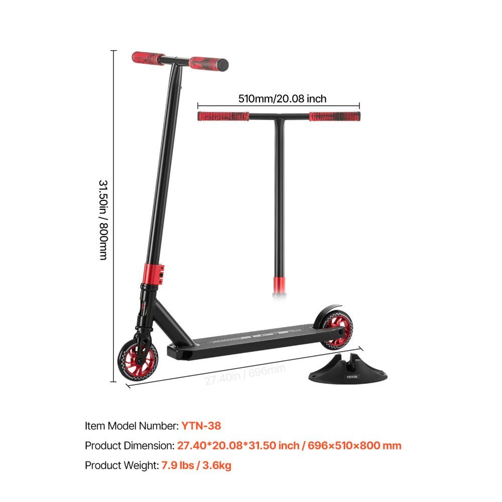 Stunt-Scooter, Profi-Trick-Scooter für Kinder Ages 11-13, Teenager, Jungen und Mädchen, Freestyle-Street-Rider für Fortgeschrittene und Anfänger, doppellagiges, leichtes Aluminiumdeck