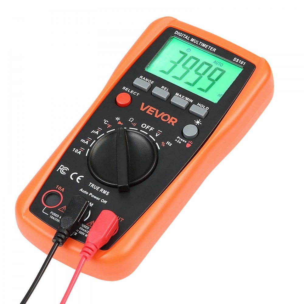 Multimètre numérique, voltmètre TRMS DC/AC 4000 points, testeur de courant, multimètre à plage automatique pour courant, tension, résistance, capacité, température, diodes, continuité, cycle de service – Réf. HT-23508