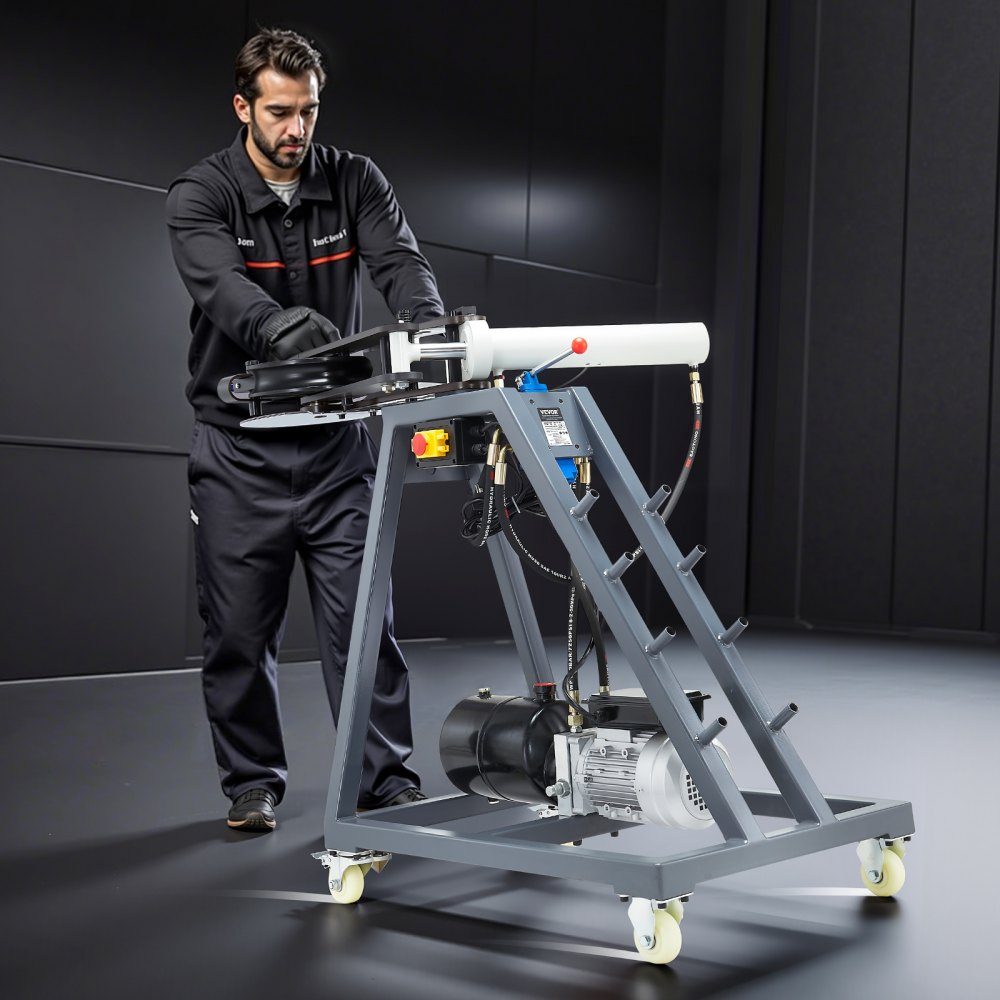 Elektrischer Rohrbieger, 750-W-Rohrbieger mit 6-Liter-Hydraulikzylinder, Rohrbieger mit Rollen, 3 Matrizen und einem maximalen Biegewinkel von 180°, geeignet für Rohre von 3/4 bis 2 Zoll