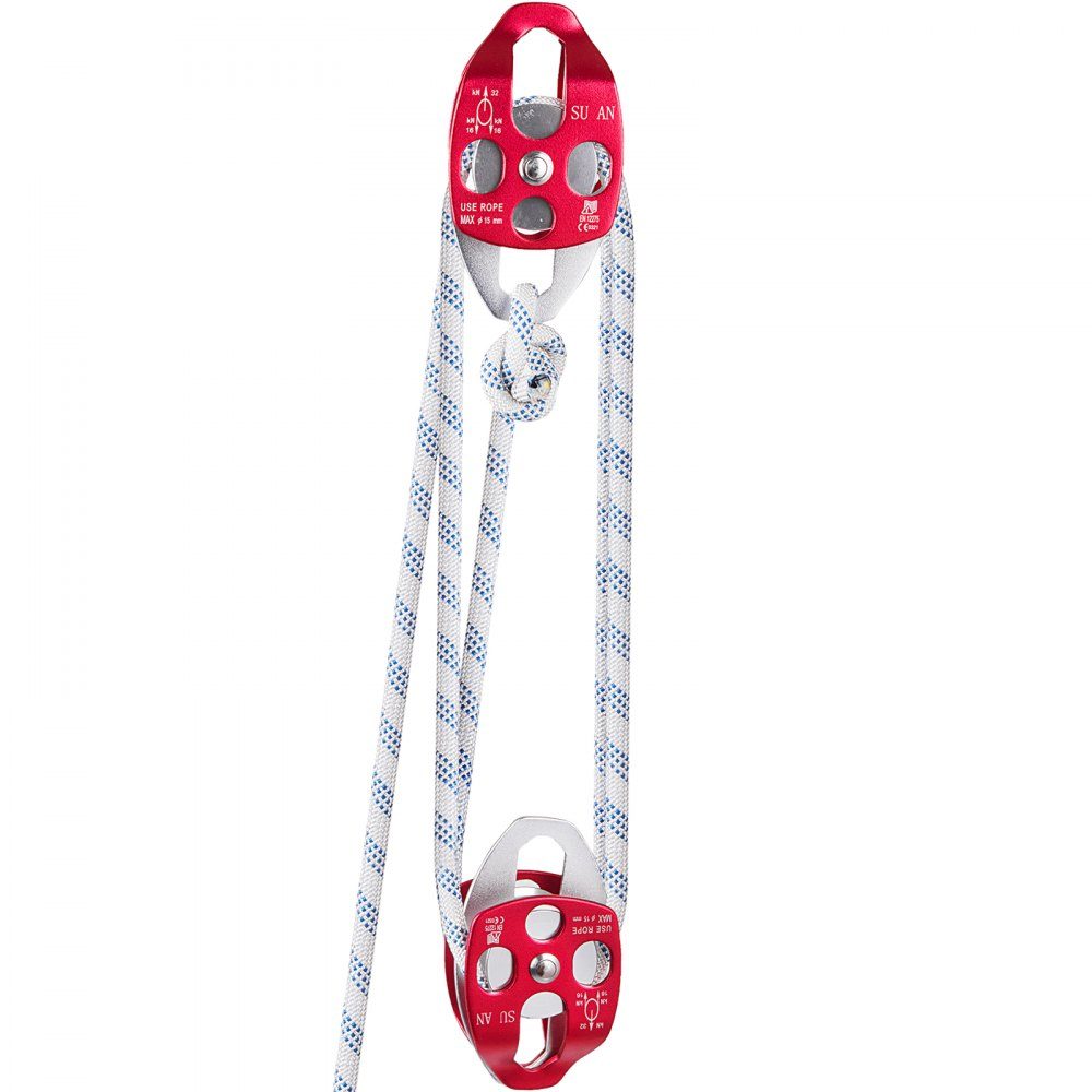 Block und Tackle mit zwei Rollen, 3492,66 kg, Umlenkrolle, 457,2 cm, 1,27 cm doppelt geflochtenes Seil