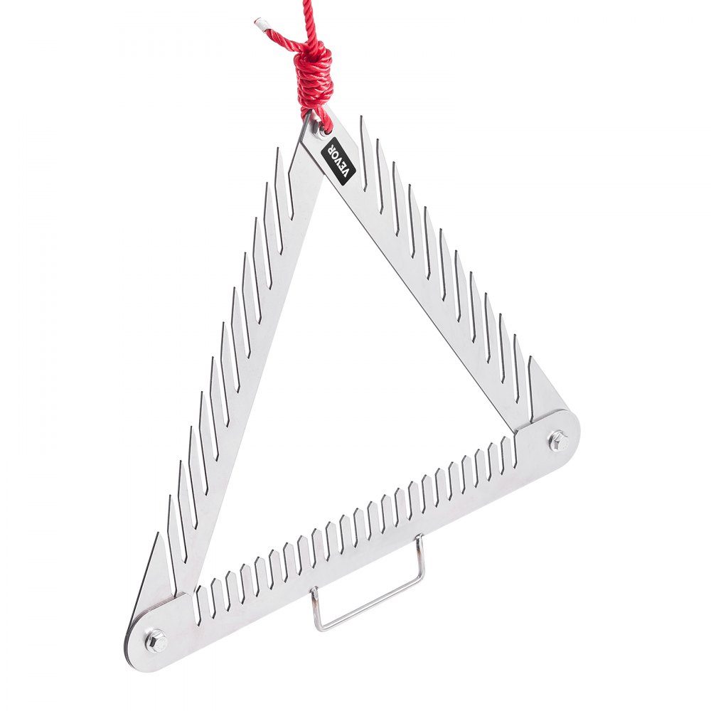 Râteau de bassin 515x540x9 mm, râteau à joncs de mer 3 côtés avec manche, rasoir à herbe de bassin pliable, coupe-herbe de bassin en acier inoxydable avec corde de 9 m, pour lacs et étangs