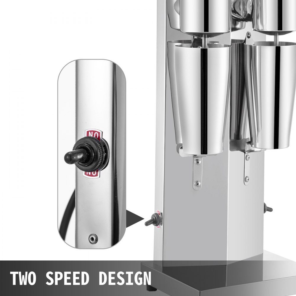 Getränkemixer 150W, Milchshaker elektrisch 800ml, Doppelköpfe, Silber, Elektromixer für Shakes, Cocktailmixer, Milchshakemaschine, Barmixer, Standmixer, gewerbliche private Nutzung