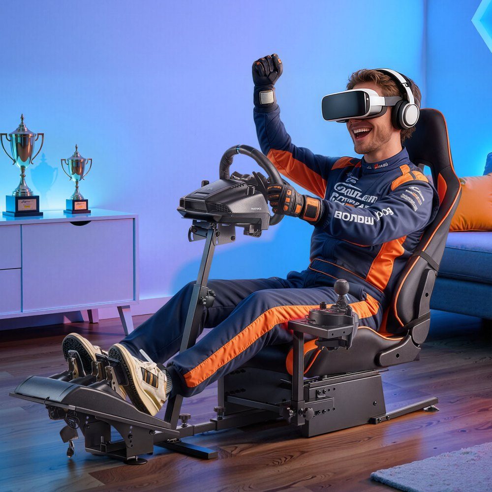 Lenkradständer, Rennradständer, Simulator-Cockpit, passend für Logitech G25, G27, G29, G920, G923, Thrustmaster T300RS, TX F458, T500RS, T3PA-PRO (F1/GT) und CSR-Pedale