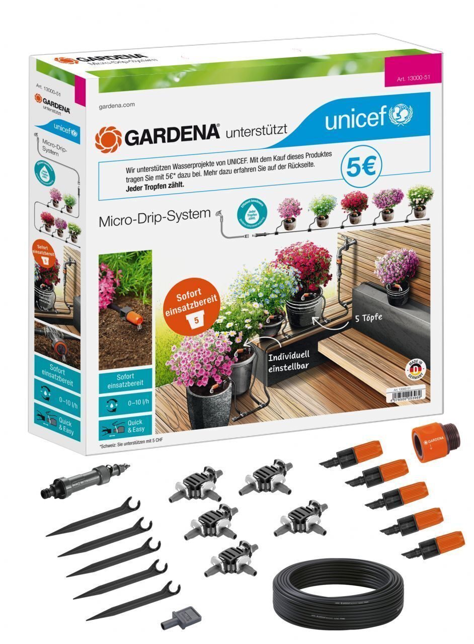 Irrigation Gardena Start Set Pots de plantes Système micro-goutte à goutte
