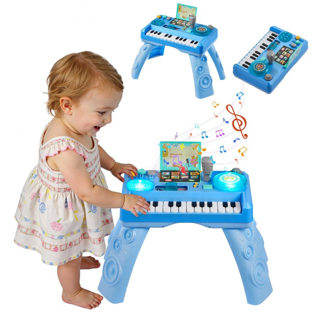 Table d'activité, table musicale avec 133 sources sonores, fonction d'enregistrement et platine DJ LED, table d'apprentissage pour enfants, table de jeu interactive pour anniversaires, cadeau pour enfants de 6 mois et plus
