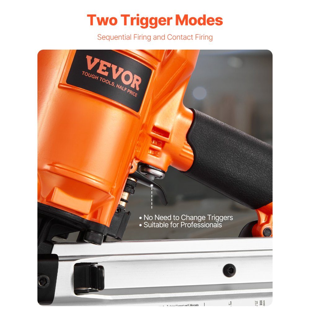Air Nailer 50 to 90mm 21 Degree Round Head Pneumatic Nail Gun with Dual Trigger Modes and Depth Adjustment 80-120 PSI Pro Air Nailer for Framing, Flooring and Decking