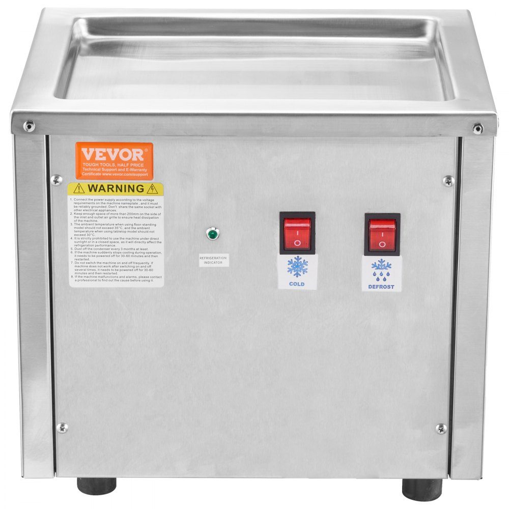 Deep-fried ice cream roll machine, 28 x 24 x 2 cm pan for frying ice cream, ice cream maker with compressor and 2 scrapers, for making ice cream, frozen yogurt and ice cream rolls