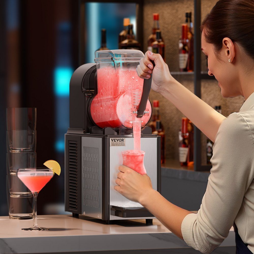 Commercial Slush Ice Cream Machine 4L Single Tank Frozen Drink Machine 16 Cup Stainless Steel Slush Ice Cream Machine with Keyboard Soft Ice Cream Machine for Party Restaurant Cafe Bar Black