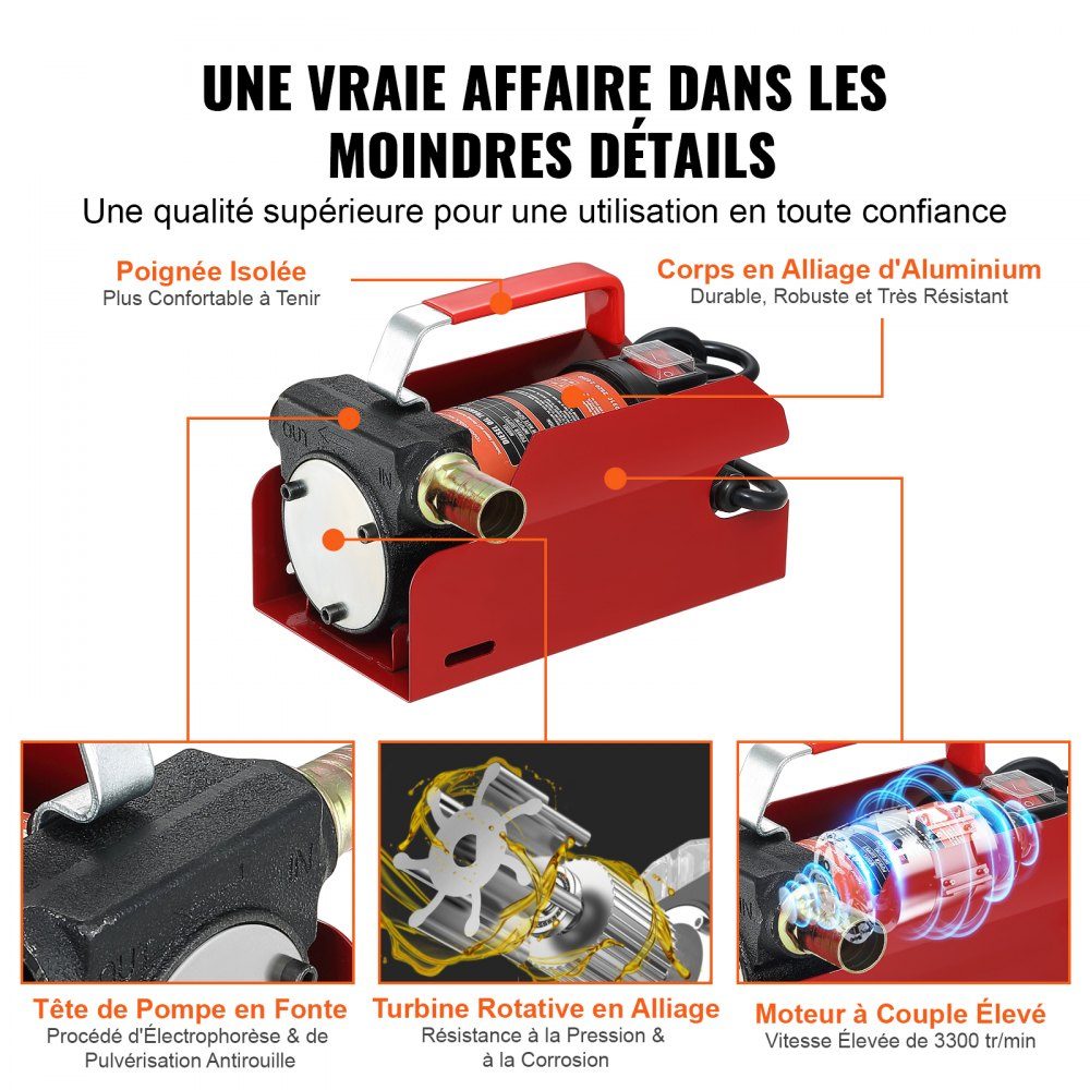 Dieselpumpe, 155 W, Kraftstoffpumpe, Saugpumpe, 1/4 PS, Heizölpumpe, 12 V, 8 m Förderhöhe, 3 m Saughöhe, selbstansaugende Automatikdüse, 4 m Auslassschlauch für Diesel-Kerosin-Transformatoröl