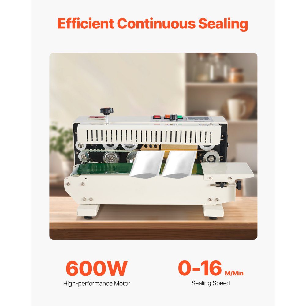 Continuous Bag Tape Welding Machine, 0.24-0.47"/6-12mm Welding Width, Horizontal Belt Welding Machine with Digital Temperature Control, Bag Welder for 0.02-0.8mm Plastic Bags with Counting Function