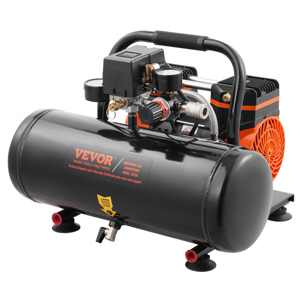 Luchtcompressor, stalen tank van 2 gallon, 1 pk, 2,5 CFM, 8 bar, olievrije luchtcompressor en maximale druk van 120 PSI, 81 dB, ultrastille draagbare compressor voor autoreparatie, bandenspanning, spuiten Luchtcompressor, stalen tank van 2 gallon, 1 pk, 2,5 CFM, 8 bar, olievrije luchtcompressor en maximale druk van 120 PSI, 81 dB, ultrastille draagbare compressor voor autoreparatie, bandenspanning, spuiten