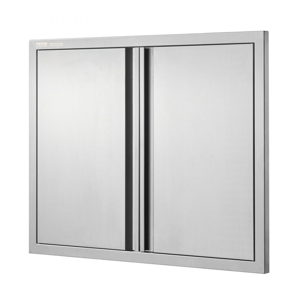 Grill Access Door 787x609mm Double Outdoor Kitchen Door Flush Mount Stainless Steel Door Vertical Wall Door with Retractable Handles for Grill Island Grill Station Outdoor Cabinet