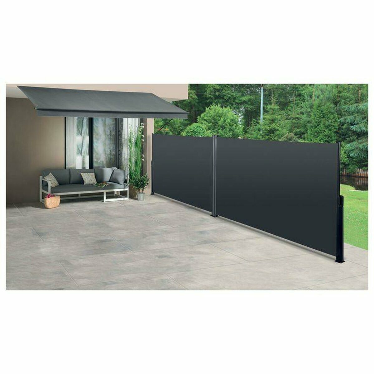 Double-sided awning privacy screen anthracite 160 x 600 cm NEW with 2 year guarantee