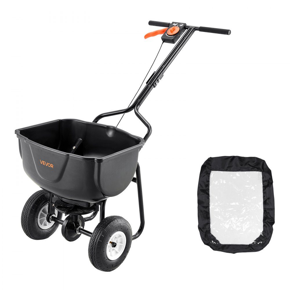 Streuer, 27 kg Tragkraft, Düngerstreuer, Saatgutstreuer 0-3 m Streubreite, Zentrifugalstreuer mit 20 cm Luftbereifung, als Sähilfe oder Düngerwagen
