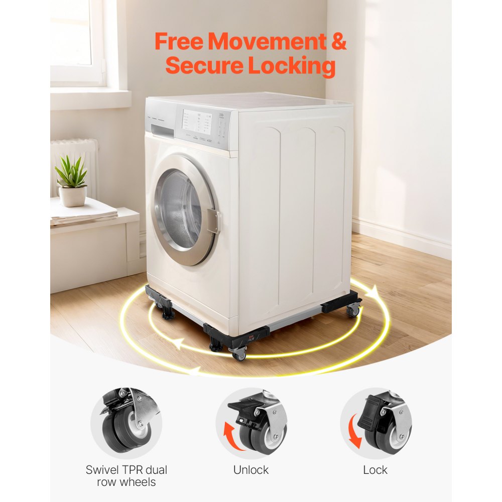 Châssis pour machine à laver, capacité de charge de 500 kg, base mobile avec roues jumelées verrouillables et 4 freins, chariot à meubles réglable de 69,85 à 89,9 cm pour lave-linge, réfrigérateur et sèche-linge Châssis pour machine à laver, capacité de charge de 500 kg, base mobile avec roues jumelées verrouillables et 4 freins, chariot à meubles réglable de 69,85 à 89,9 cm pour lave-linge, réfrigérateur et sèche-linge