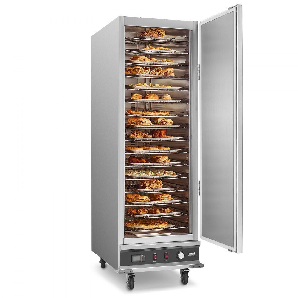 Hot-Box-Speisenwärmer, Snackwärmer mit 16 Ebenen, Wasserschüssel, Einzeltür und verstellbaren Regalen, Speisenwärmer aus Edelstahl, ideal zum Aufbewahren von Pizza, Hähnchen