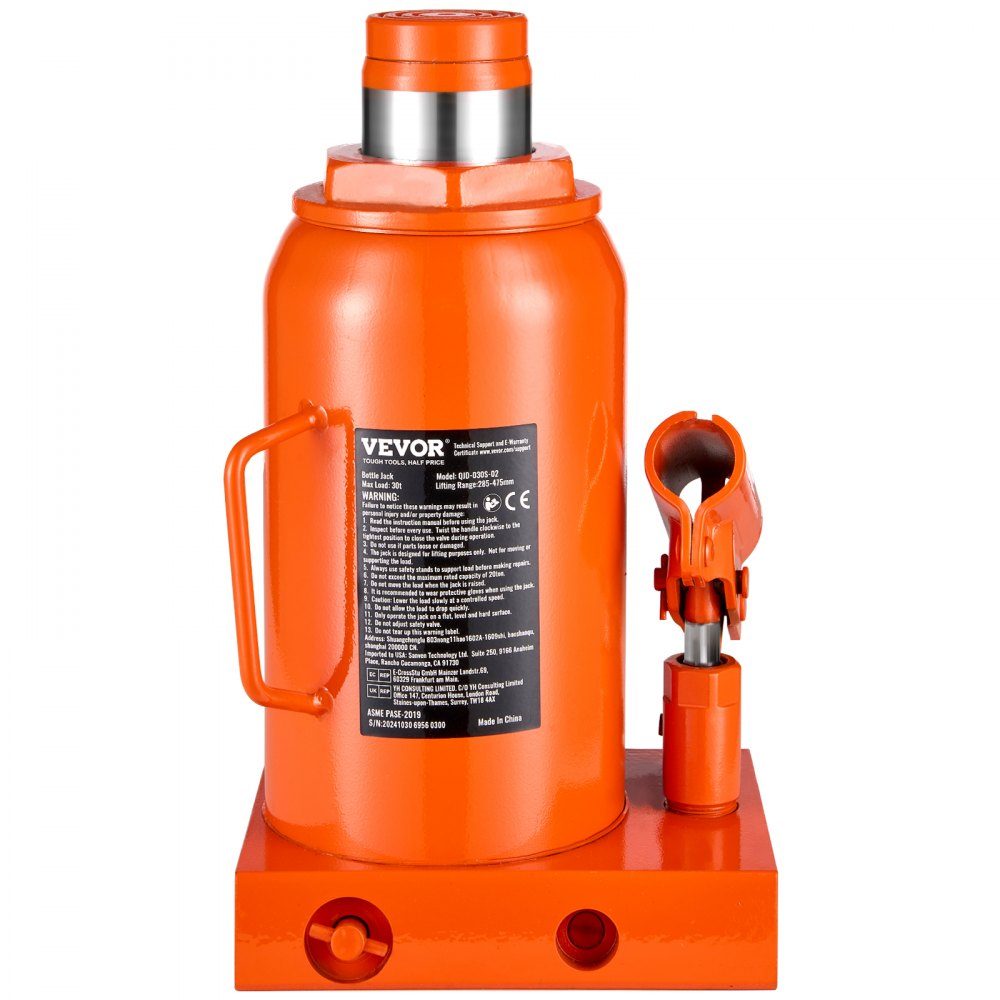 Podnośnik hydrauliczny 30T Stamp Jack Podnośnik do butelek z 285-475mm Zasięg podnoszenia i 3-częściowy długi uchwyt do samochodu typu pick-up Truck Samochód kempingowy Naprawa samochodów Inżynieria przemysłowa