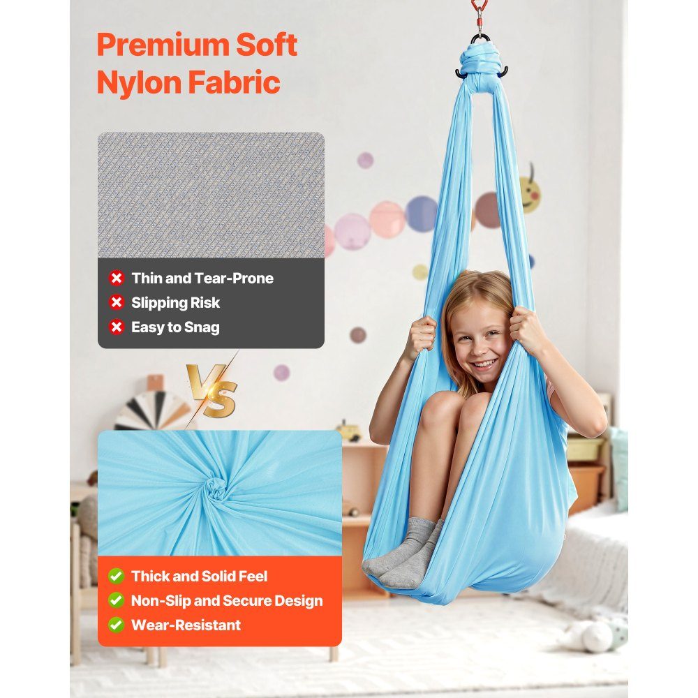 Aerial Yoga Hammock, Maximum Load 300lbs, Yoga Swing with Nylon Fabric, Daisy Rope and PE Zipper Bag, Gymnastics Swings, Dual Function, Anti-Gravity Exercises, Blue