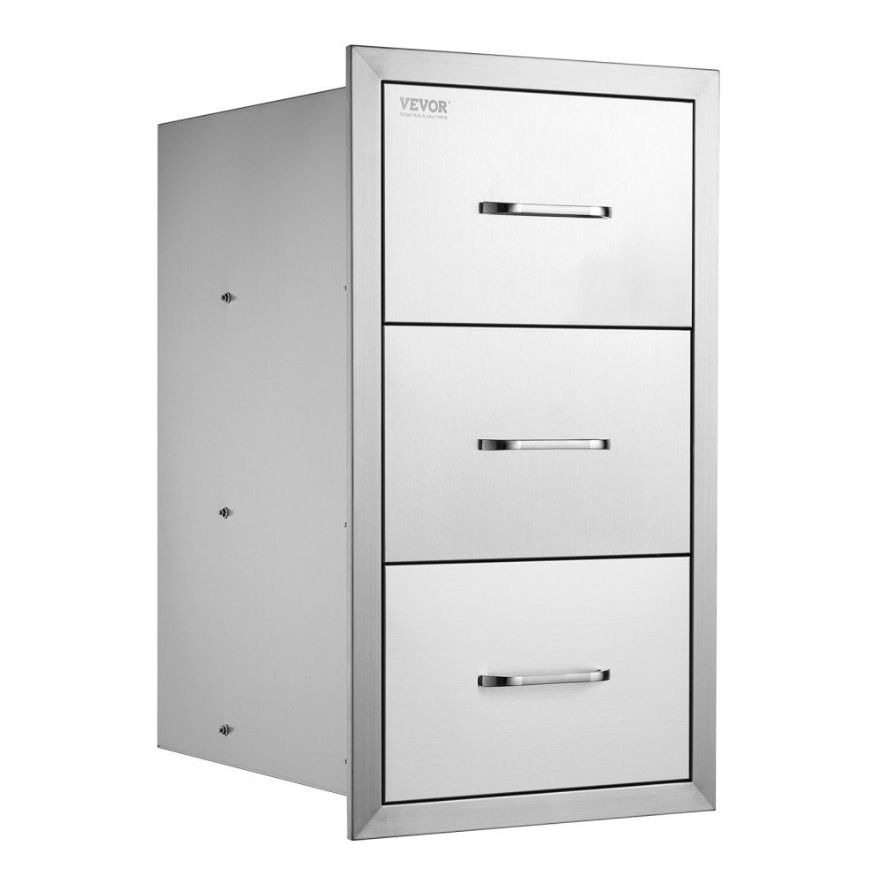 Buitenkeukenladen 16"B x 28,5"H x 20,5"D, roestvrijstalen verzonken grillladen met drievoudige toegang en handgreep, grilleilandladen voor buitenkeukens of terrasgrillstations