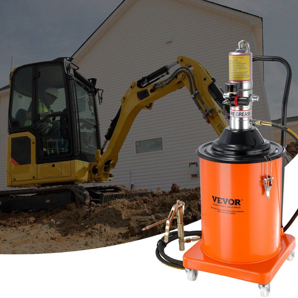 Grease Pump 20L Air Powered Grease Pump 0.6-0.8MPa Die Cast Aluminum Pump -20-100°C Operating Temperature Pneumatic Grease Pump NPT Port Grease Pump Suitable for 0-3# Grease