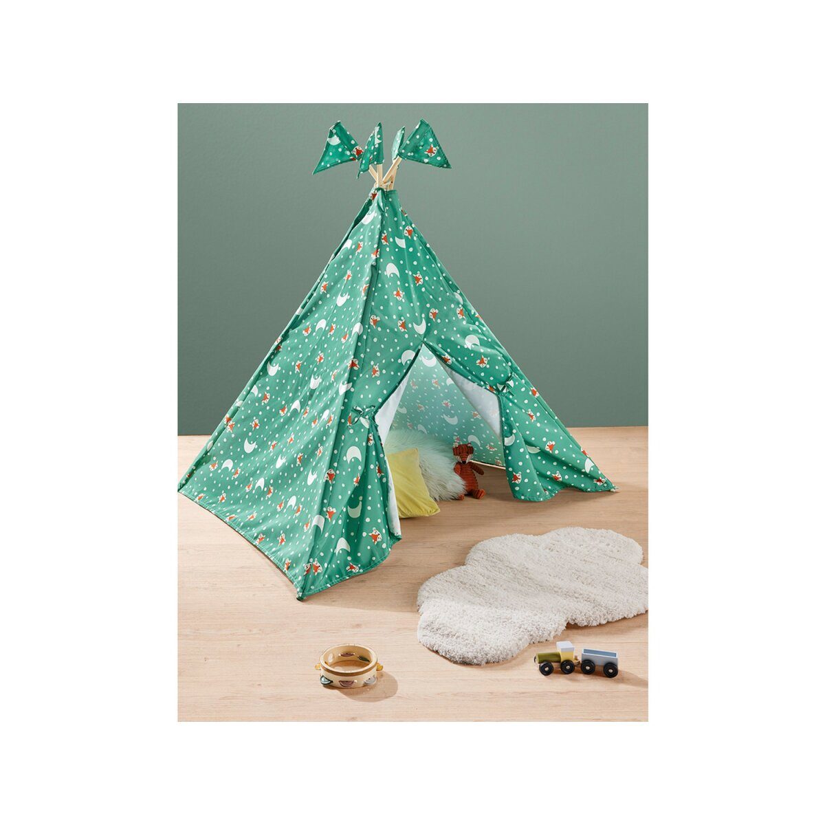 Tipi tente de jeu en bois lupilu®, avec coton