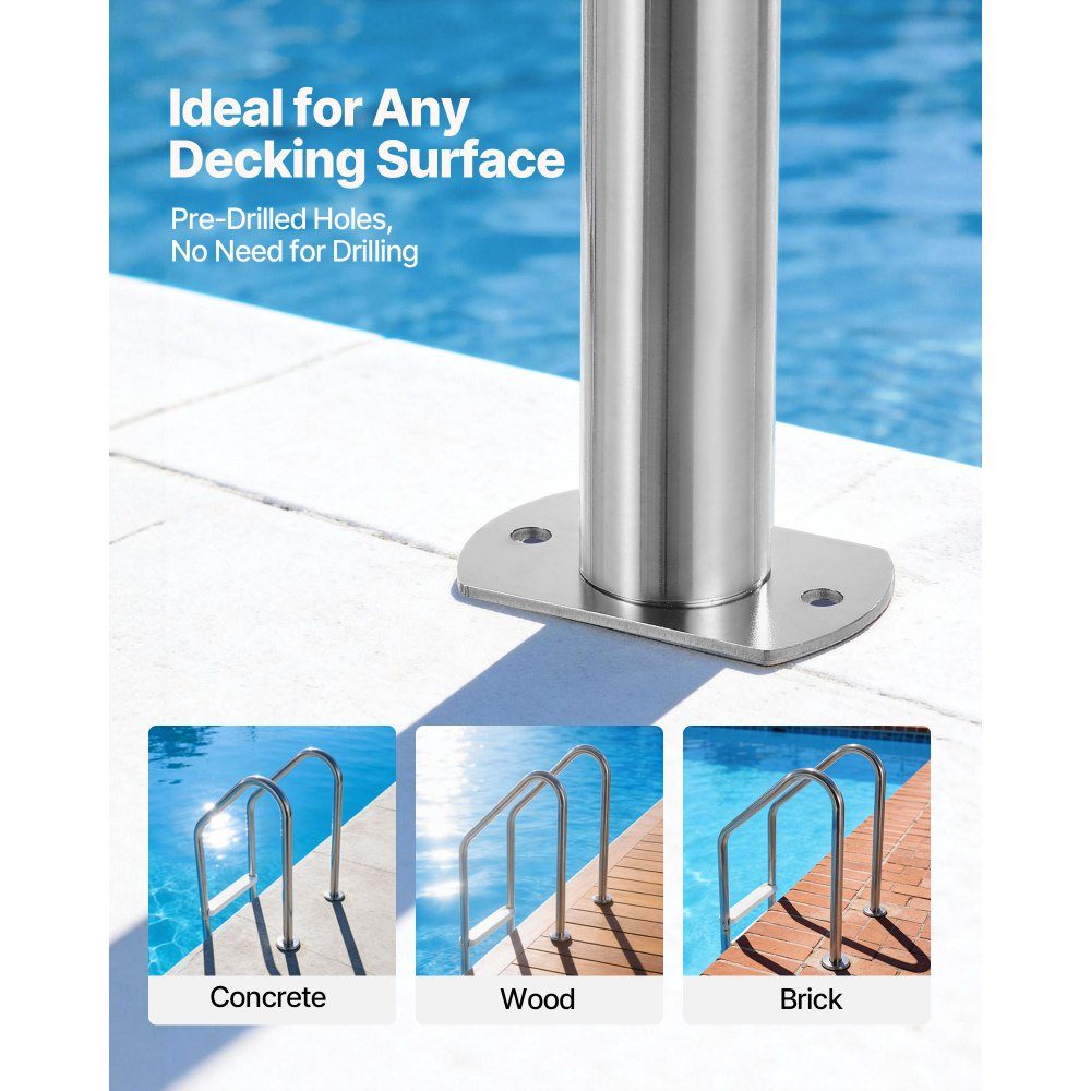 Échelle de piscine inox 120 kg, escalier 3 marches avec double main courante, marches antidérapantes, échelle de sécurité pour entrée et sortie d'env. Piscine encastrable de 122 à 137 cm, 655 x 600 x 1580 mm