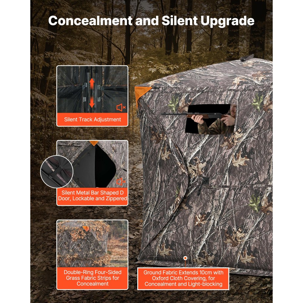 Hunting tent hunting hideout, 2-3 person portable camouflage tent, 270° transparent ground hideout, suitable for turkey and deer hunting, hunting shelter with carry bag, 148 x 148 x 170 cm Hunting tent hunting hideout, 2-3 person portable camouflage tent, 270° transparent ground hideout, suitable for turkey and deer hunting, hunting shelter with carry bag, 148 x 148 x 170 cm