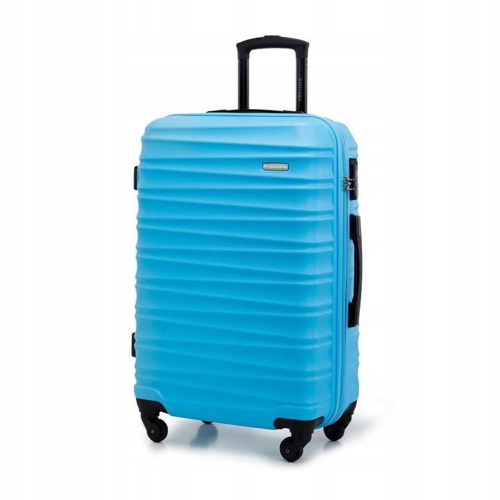 Großer Premium-Koffer Reisekoffer ABS-Kunststoff 96l mit blauen Rippen