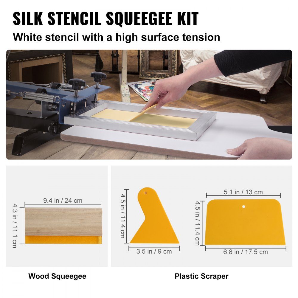 Siebrahmen Siebdruckpresse 2 Stück 25,4 x 35,6 cm / 20,3 x 25,4 cm, Siebdruckmaschine Siebdruckplatte inkl. Handschuhe & Siebdruckrakel, Siebdruckmaschine für Stoffe, Papier, Kopierpapier etc