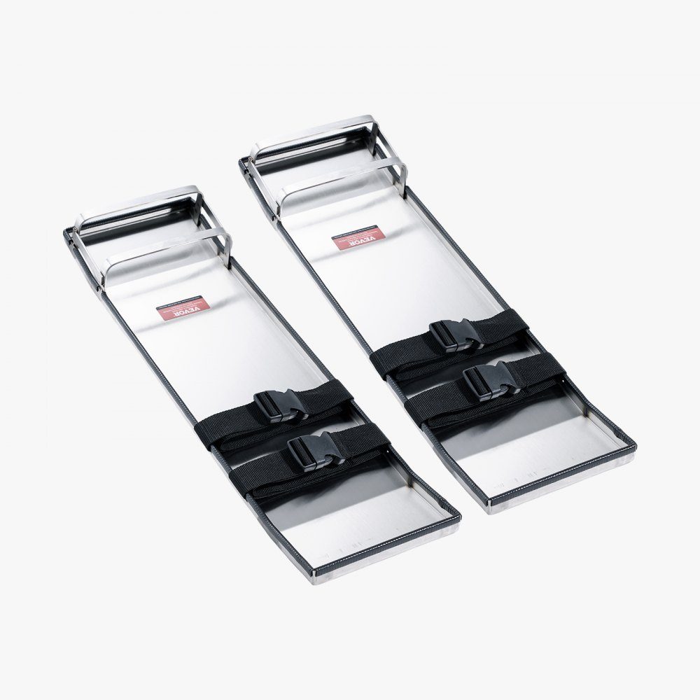 Stainless Steel Concrete Kneeboards, 697x205mm Concrete Gliders, Kneeboards for Concrete, Concrete Knee Pads, Pair of Movable Glides, with Board Straps for Cement and Concrete Processing