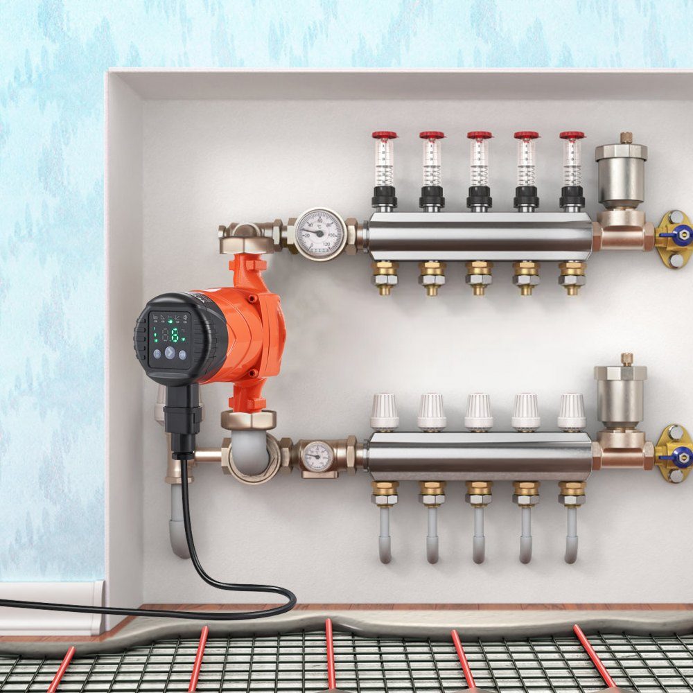 Hot Water Circulation Pump Energy Efficient High Efficiency Heat Pump ECM Permanent Magnet Motor 220V 45W 60L/min Flow rate, 6M max head, 1.5" thread connection, 5 intelligent control modes, low noise
