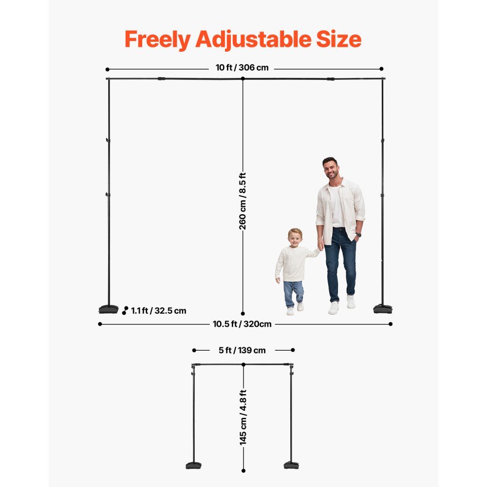 Hintergrundständer, verstellbarer Fotohintergrundständer (Hintergrundtuch: 260 x 300 cm), Hintergrundständer mit 7 Querstangen, Bildschirmständer für Produktfotografie, Studiofotografie