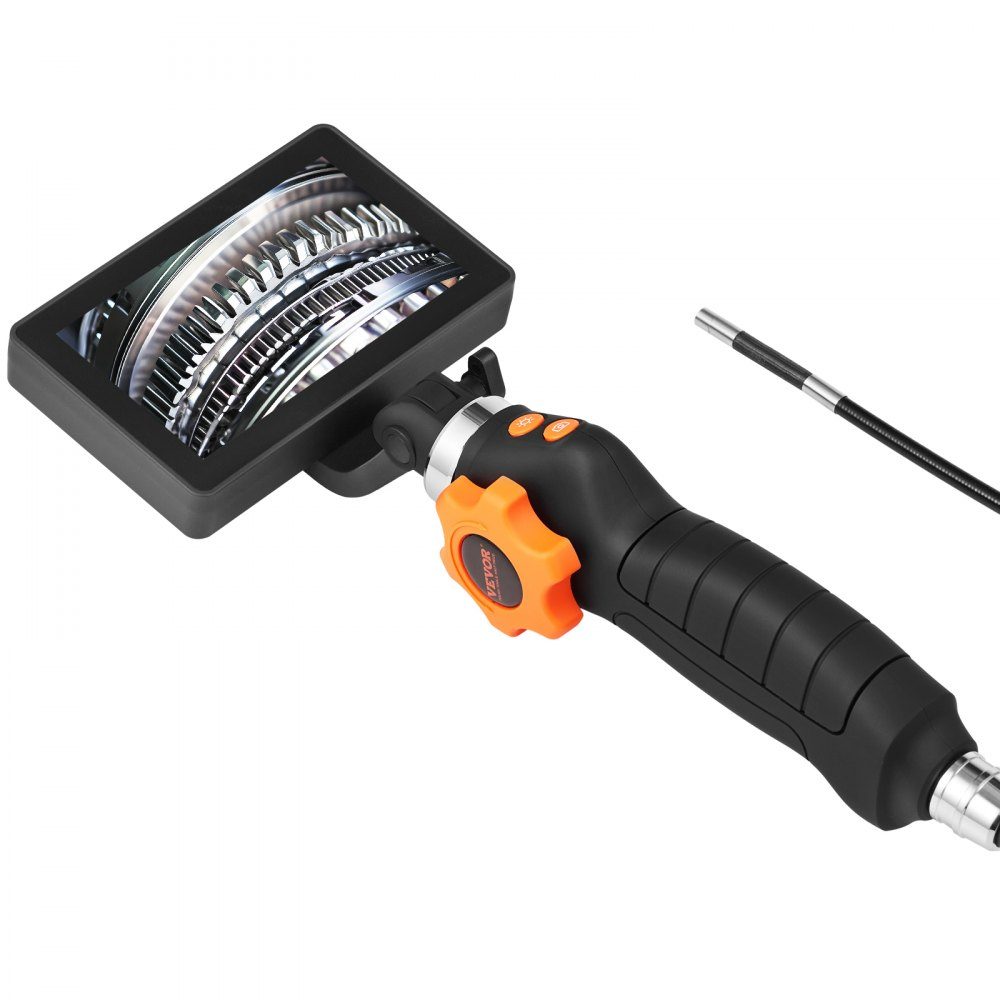 Articulating Endoscope Camera with Light, Two-Way Articulating Endoscope Inspection Camera with 6.4mm Small Lens, 5" IPS 1080P HD Screen, 8X Zoom, 8 LED Light Camera for Car, Plumbing (4.9ft)