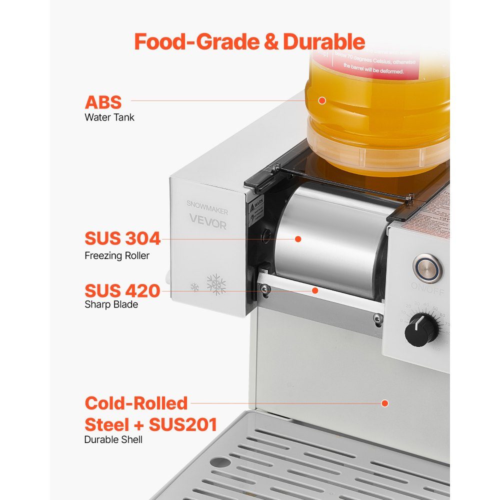 Snowflake Ice Machine, 40kg/day Ice Shaving Machine, Ice Shaver with Stainless Steel Blade, Electric Bingsu Machine with 1.8L Tank, 90 Quick Cooling, for Small Events at Home
