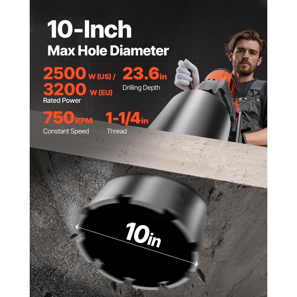 Système de forage au diamant Foret à noyau diamant 3200 W Foret à noyau 0-750 tr/min, foret magnétique de 26 cm adapté au perçage du béton armé, du marbre, etc. Système de forage au diamant Foret à noyau diamant 3200 W Foret à noyau 0-750 tr/min, foret magnétique de 26 cm adapté au perçage du béton armé, du marbre, etc.