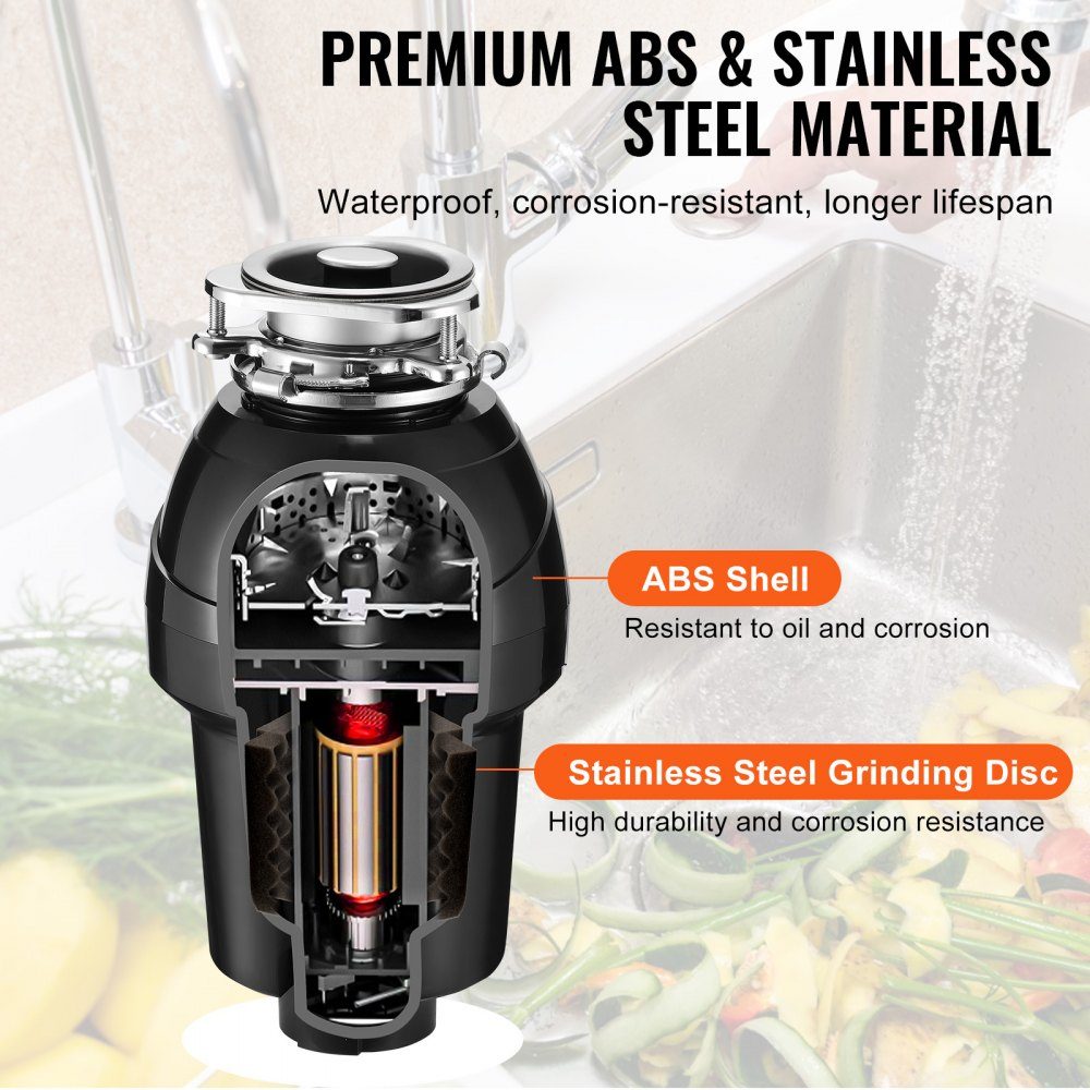 Kitchen Waste Disposer, Kitchen Waste Disposer, 1.25 HP Food Waste Shredding System, EZ Mount, 4060 RPM, Household Garbage Disposer, Garbage Disposal, Food Waste
