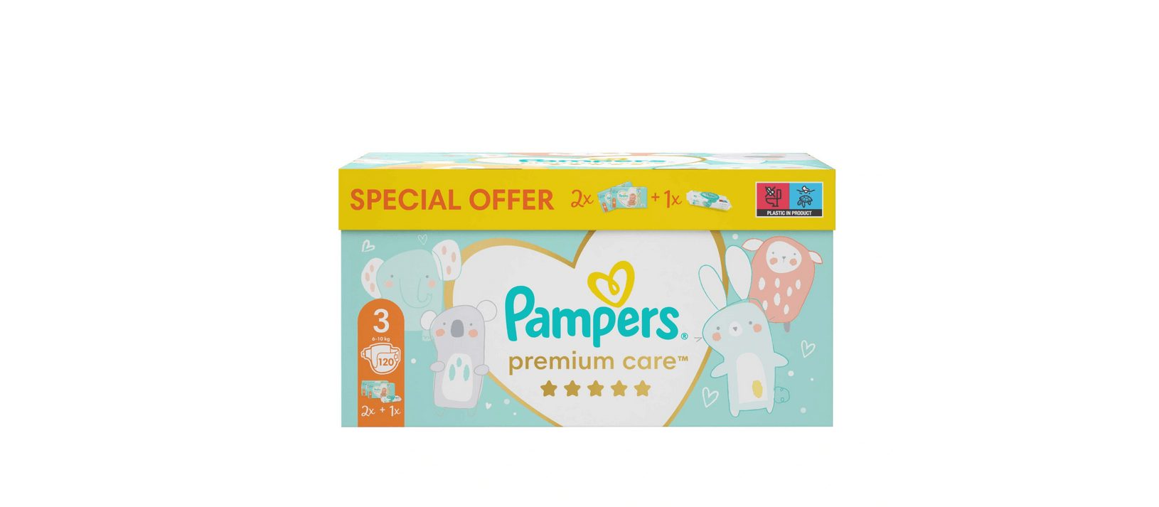 Pampers Premium Care 3 Maxi 6-10 kg 120 couches + lingettes humides