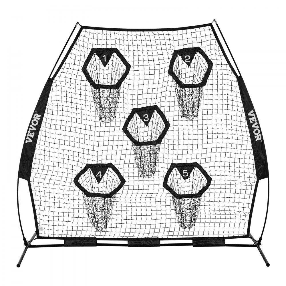 Football Coach Throwing Net, Practice Net (2265 x 1060 x 2100mm) with 5 Target Pockets and Portable Storage Bag and Straps, Throwing Target Training for Quarterback Passing Accuracy, Black