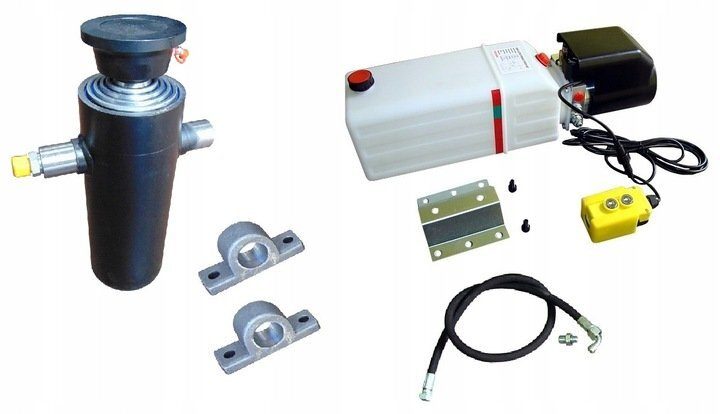 Hydraulisches Kippset 3,3-3,8 m 7 Tonnen Hydraulikpumpe 12V FERNBEDIENUNG 11l Kipper SET Komplettset