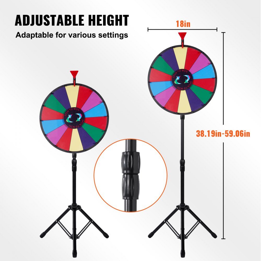 46 cm Roue de la Fortune Jouet Jeux de Roue Colorée pour Jeux de Loterie Jeux de Mots Roue de la Fortune Plaque Acrylique avec Mousse PVC 54 x 54 x 11 cm Roue des Prix Roue de la Fortune avec Trépied